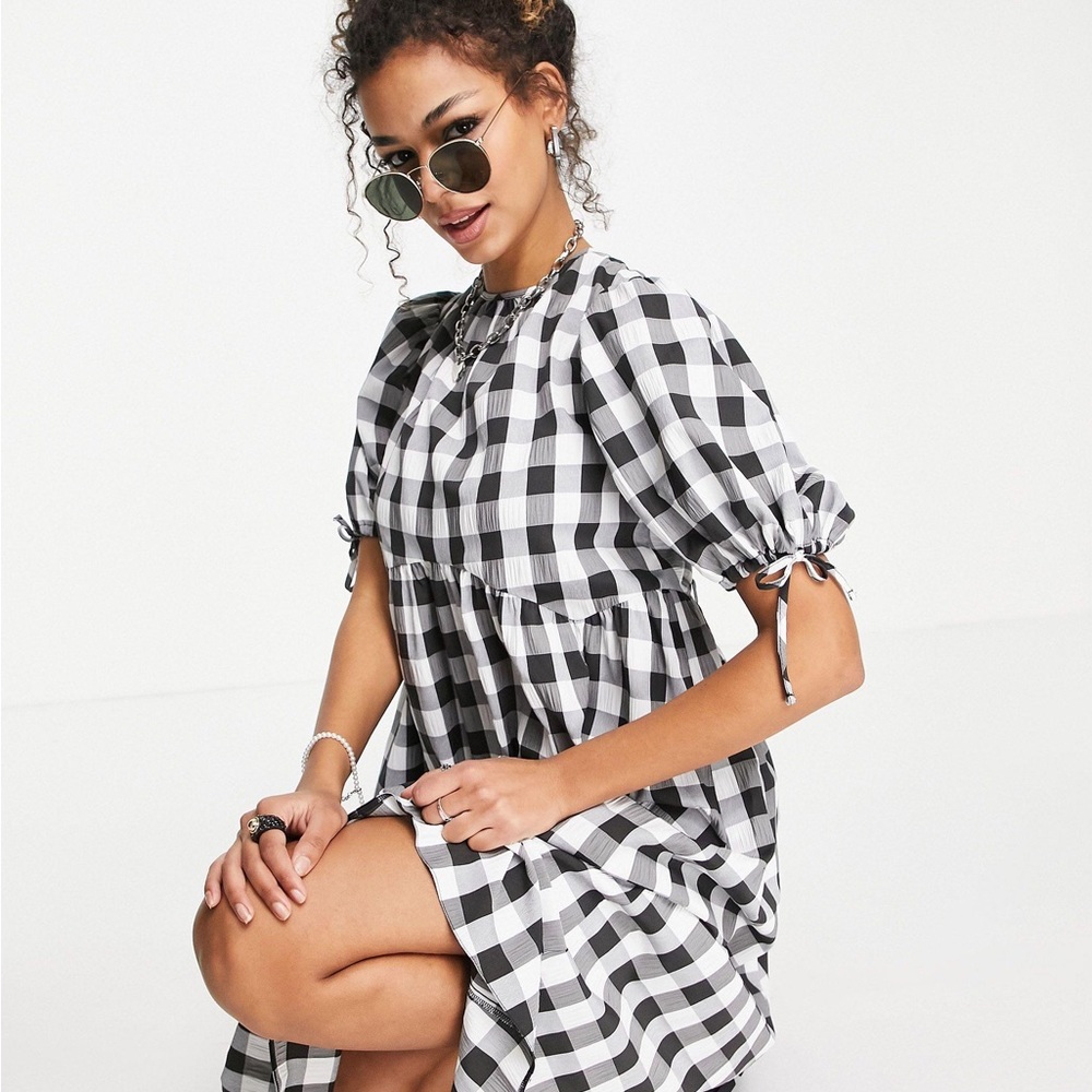 ASOS Design Gingham Midi Smock Dress
